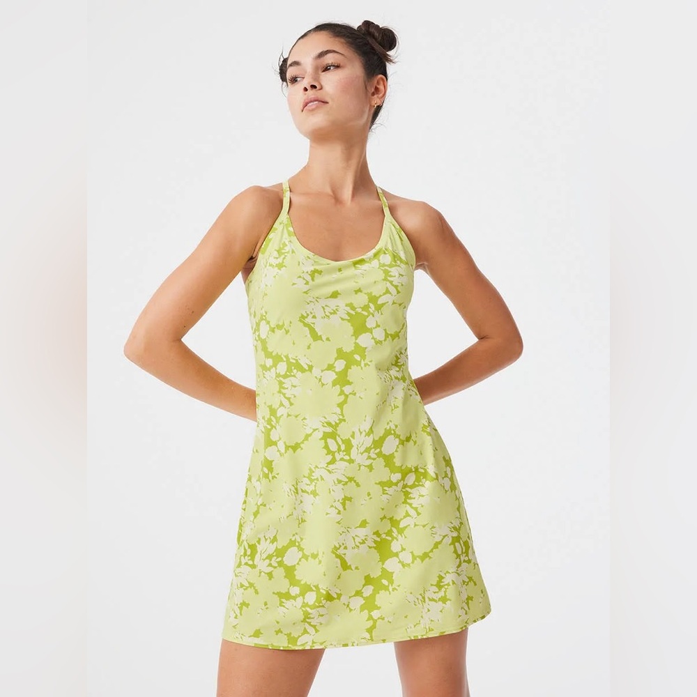Outdoor Voices The Exercise Dress in Hyper Green Floral